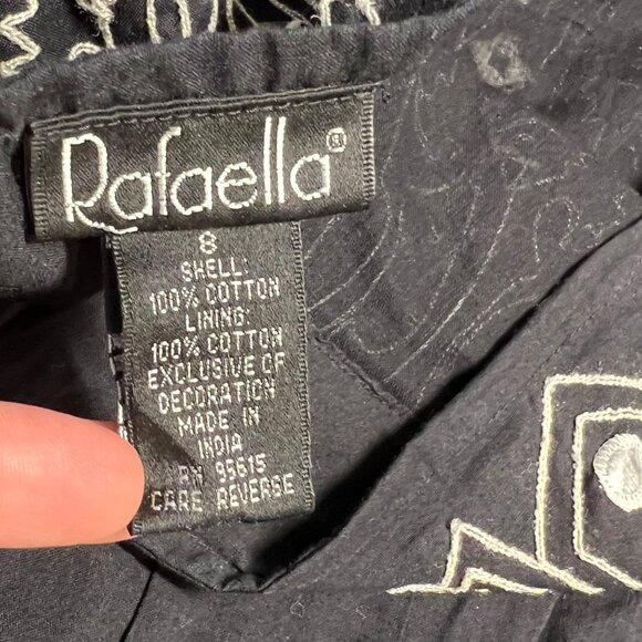 Maxi Skirt Embroidered Gypsy Boho Artsy Black Nature Flowy Coastal Lagom Size 8 - Picture 8 of 11